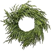 Somikis 24 Inch Christmas Wreaths for Front Door Real Touch Norfolk Pine Wreath for Winter Indoor&Outdoor Porch Windows Wall Home Decor, Realistic Wreath for All Seasons
