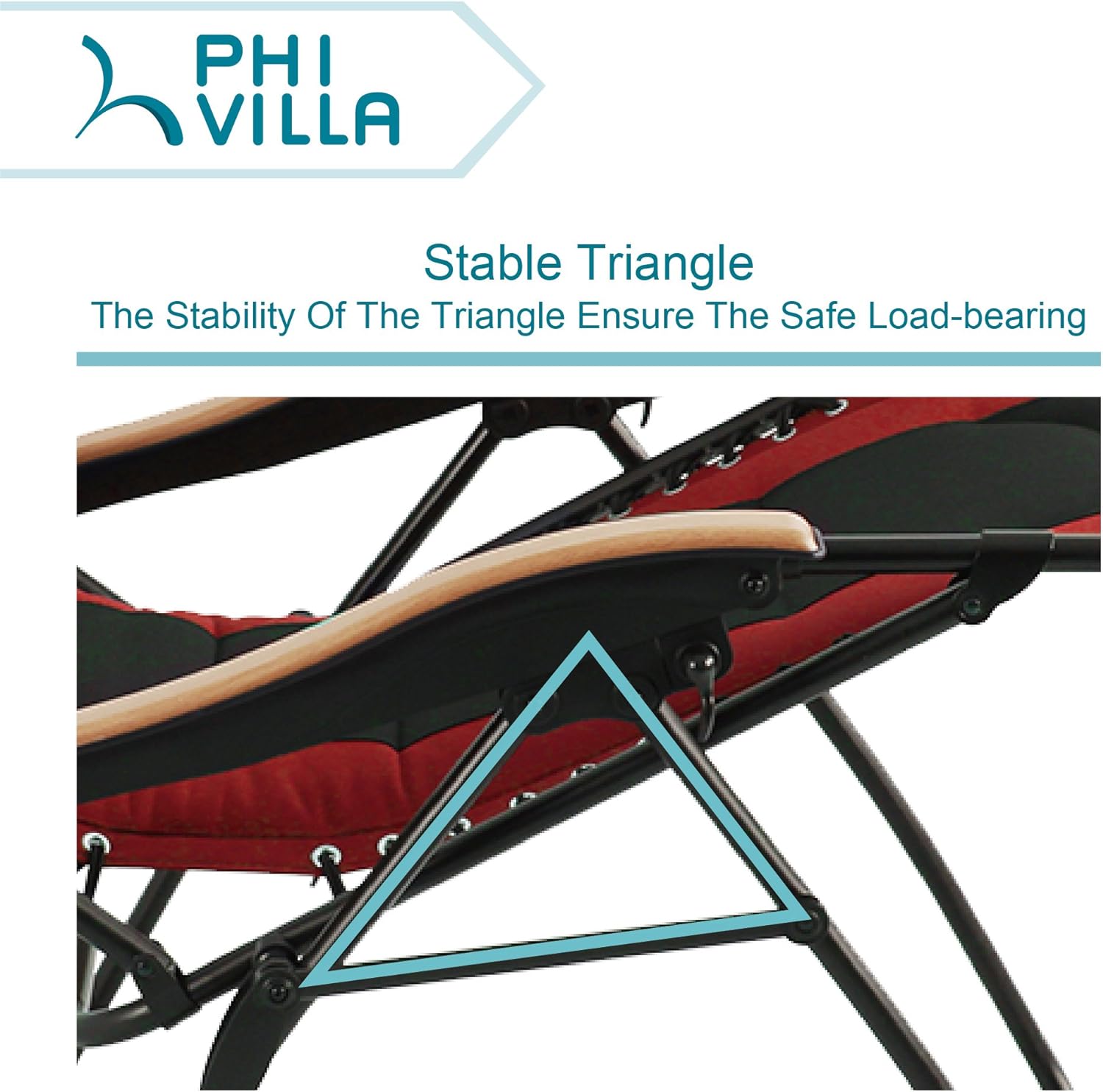 PHI VILLA Oversize XL Padded Zero Gravity Lounge Chair Wider Armrest Adjustable Recliner with Cup Holder, Support 350 LBS, Red : Garden & Outdoor