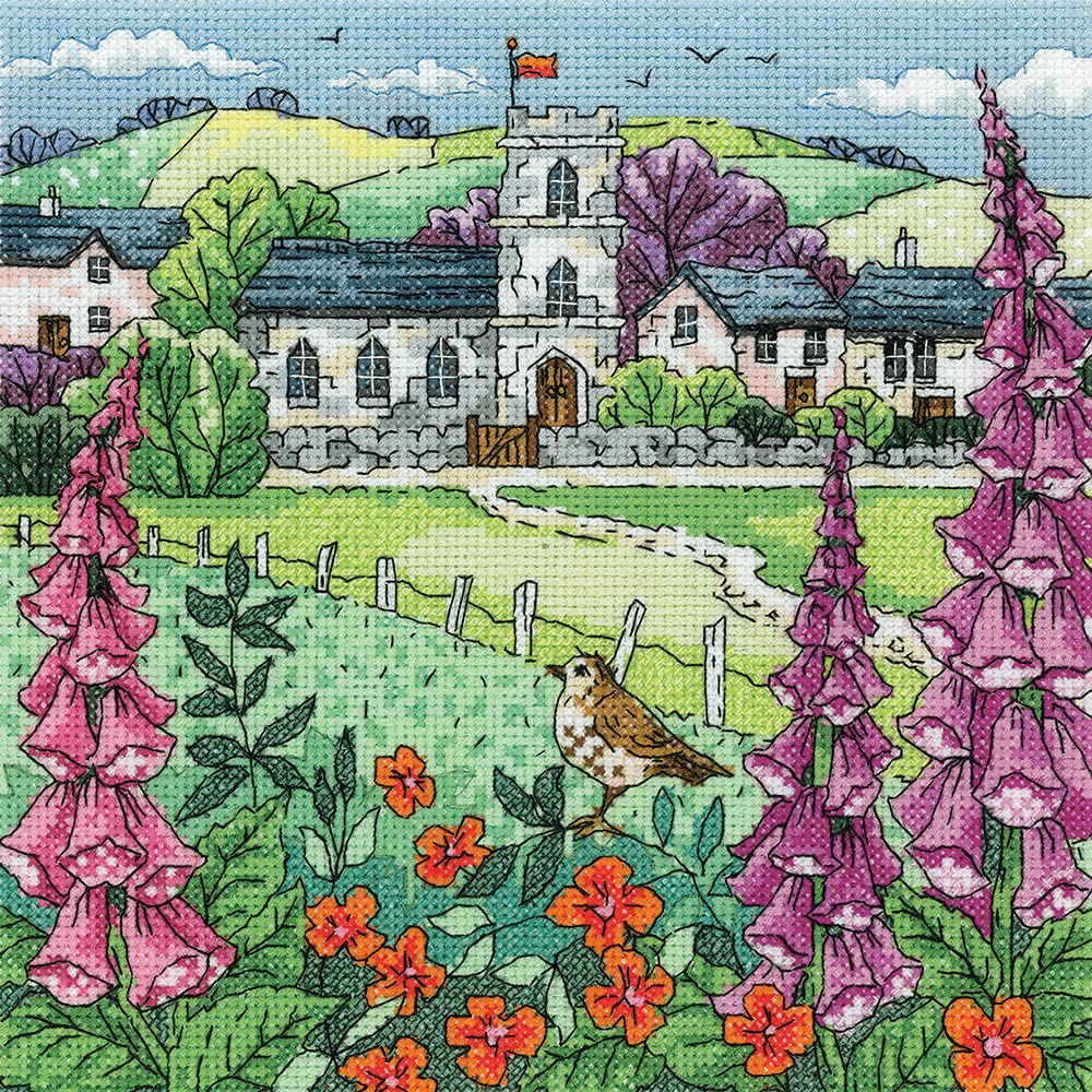 Heritage Crafts Cross Stitch Kit - Village Church