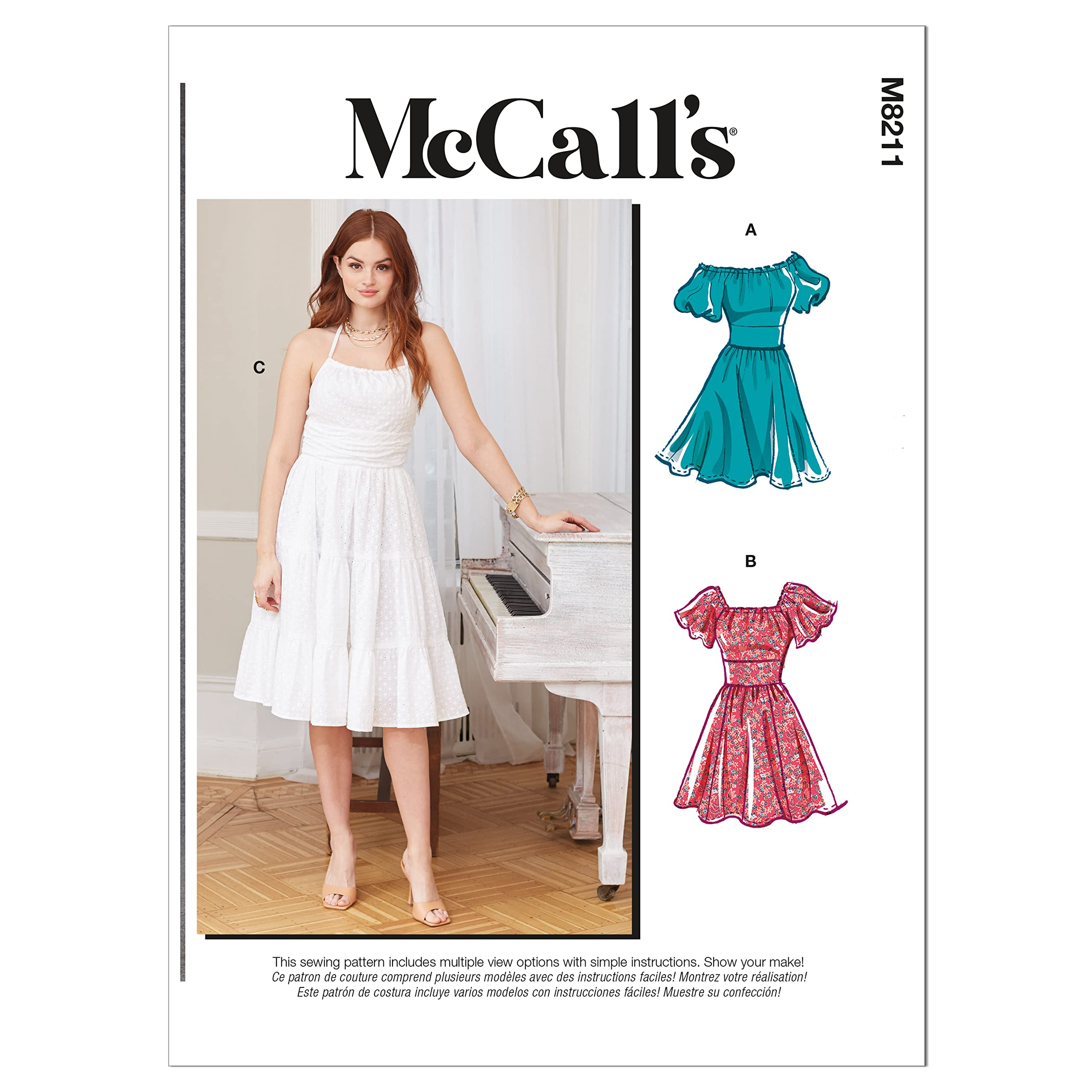 McCalls Sewing Pattern M8211RR RR (18W-20W-22W-24W) Misses' & Women's Dresses, Multi Colour