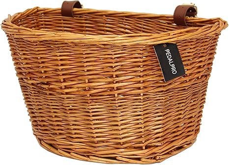 wicker bicycle basket leather straps