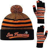 Vintage Classic Skull Cap 3D Embroidery Beanie Cuffed Winter Hat Knit with Touch Screen Gloves Gifts for Fans