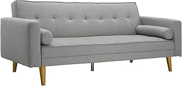 Amazon Com Novogratz Vintage Mix Sofa Futon Gray Kitchen Dining