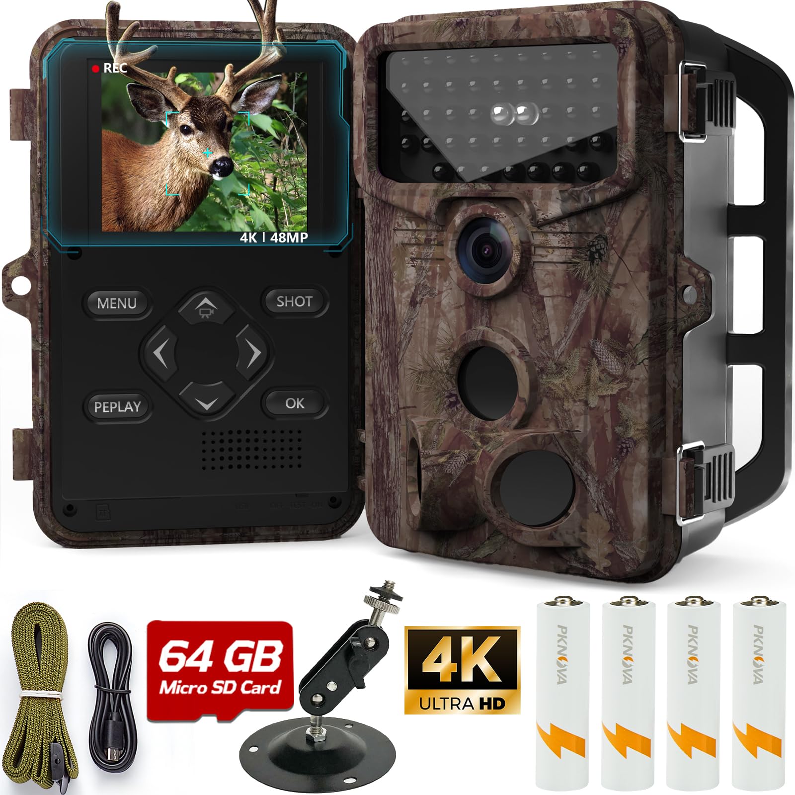 Photo 1 of NEW VIEW Trail Camera - 4K 48MP Game Camera with Night Vision Waterproof IP66, 0.2s Trigger Motion Activated Hunting Trail Camera, 120° Wide Angle Deer Camera with 44 No Glow LEDs for Outdoor Wildlife