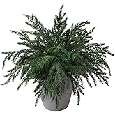 ZFProcess 10PCS Christmas Norfolk Pine Stems, Real Touch 15 Inch Artificial Norfolk Pine Branches, Fake Greenery Pine Picks for Vase DIY Holiday Winter Table Indoor Decor(Green)