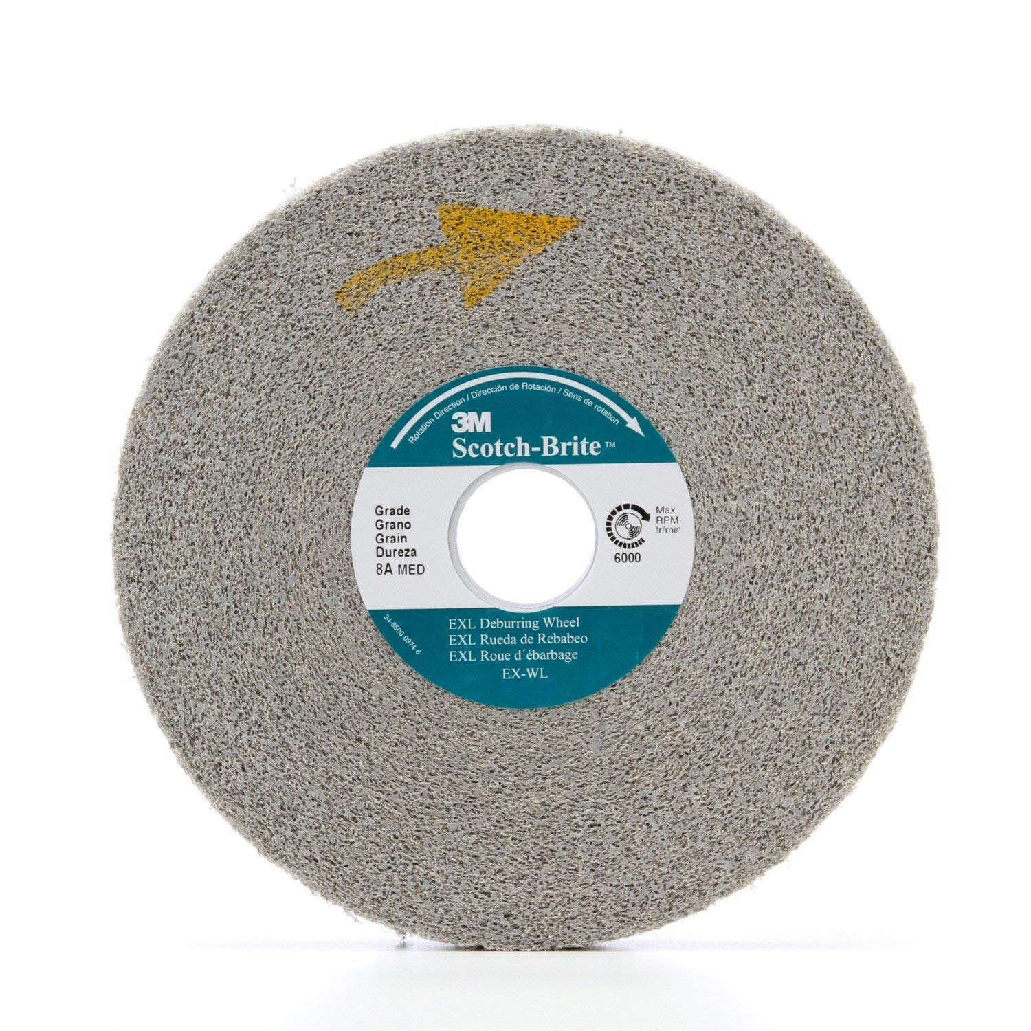 Scotch-Brite EXL Deburring Wheel, 12 in x 1 in x 5 in 8A MED, 1 per case