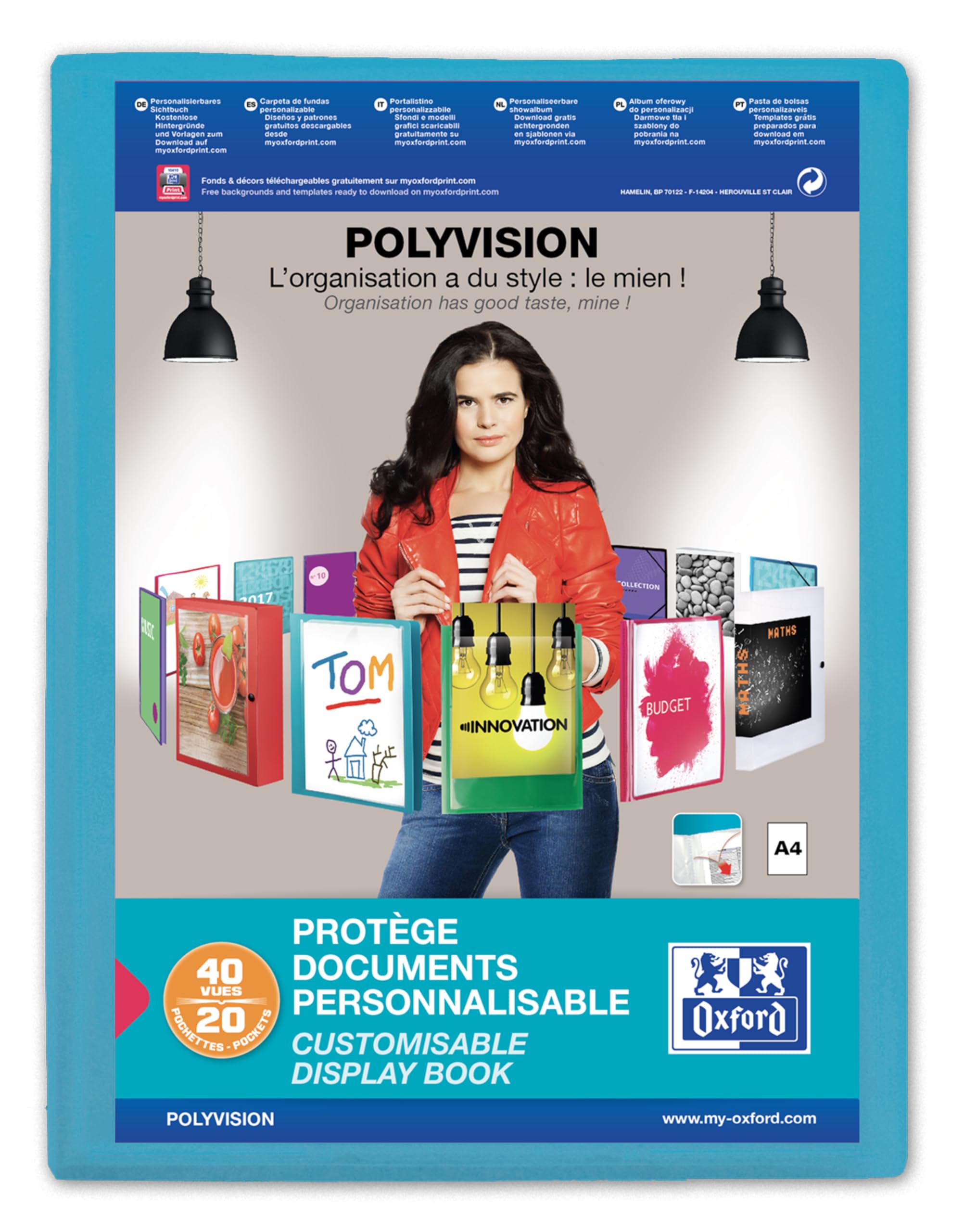 Elba Polyvision Display Book Polypropylene 20 Clear Pockets A4 Blue Ref M05403403