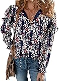 Dokotoo Womens Casual Flowy Print V Neck Long