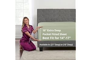 DEALUXE Kids Twin XL Fitted Sheet Only – Real 16” XL Twin Fitted Sheets Fit Perfectly 14”–18” Deep Mattress & Toppers – Lovely Feel – 1 Piece Bottom XL Twin Sheets Deep Pockets Fitted Twin Extra Long – Green