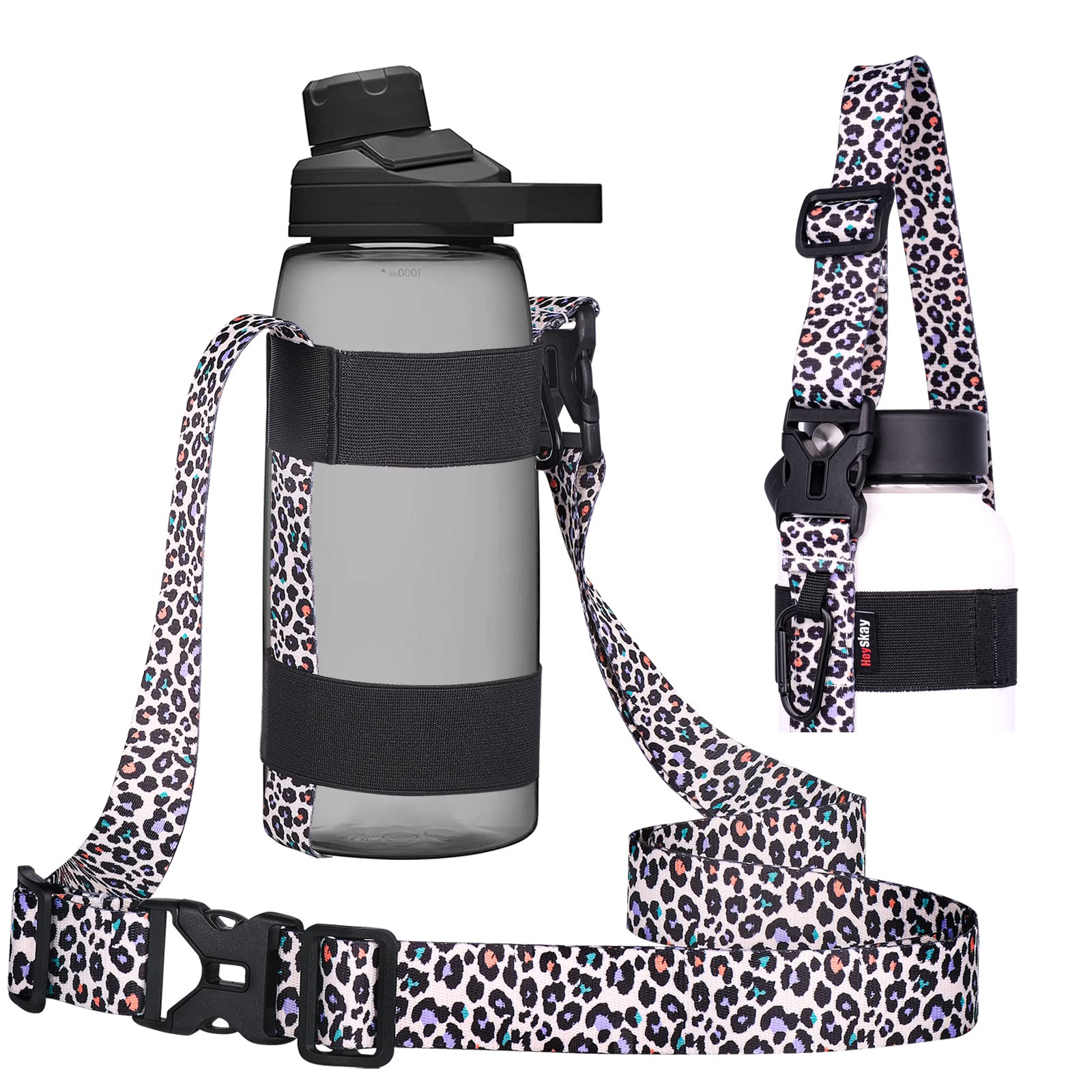 Photo 1 of HEYSKAY Water Bottle Holder with Strap, Handle Strap Sling with Adjustable Shoulder Strap & Carabiner 12oz-40oz for Hydro Flask Water Bottle Sports Gym Hiking Camping Walking (Leopard Print)