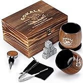 GOKALL wooden whiskey glasses set of 2,Charred Wooden Bourbon Drinking Glass ,bourbon gifts for men,Handcrafted Premium Whiskey Glasses for Dad,Perfect Presents for Boyfriend Father Friends