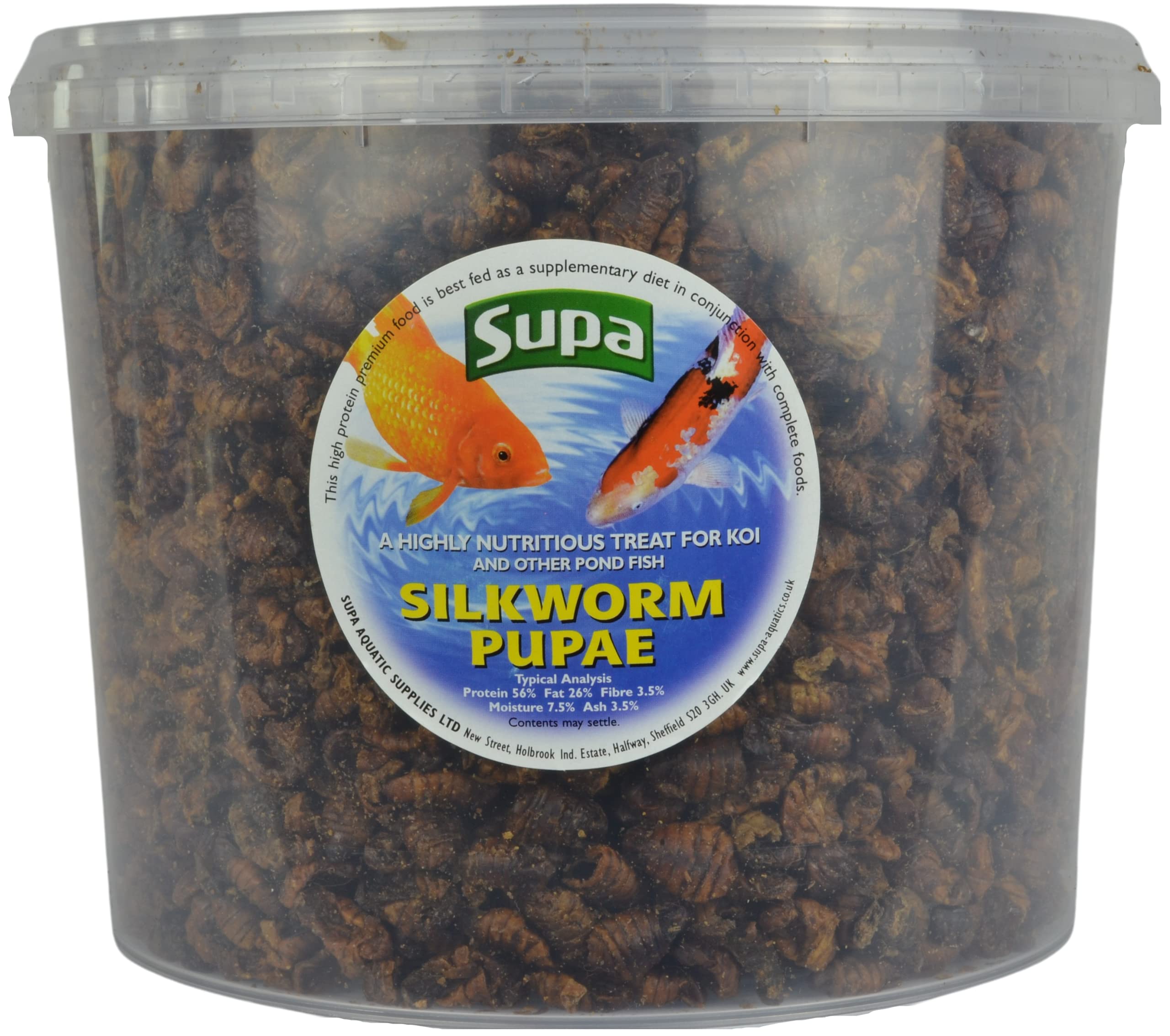Supa Koi Silkworm Pupae, 3 Litre Bucket | A Highly Nutritious 100% Natural Protein Rich Treat Food For Koi And Other Pond Fish