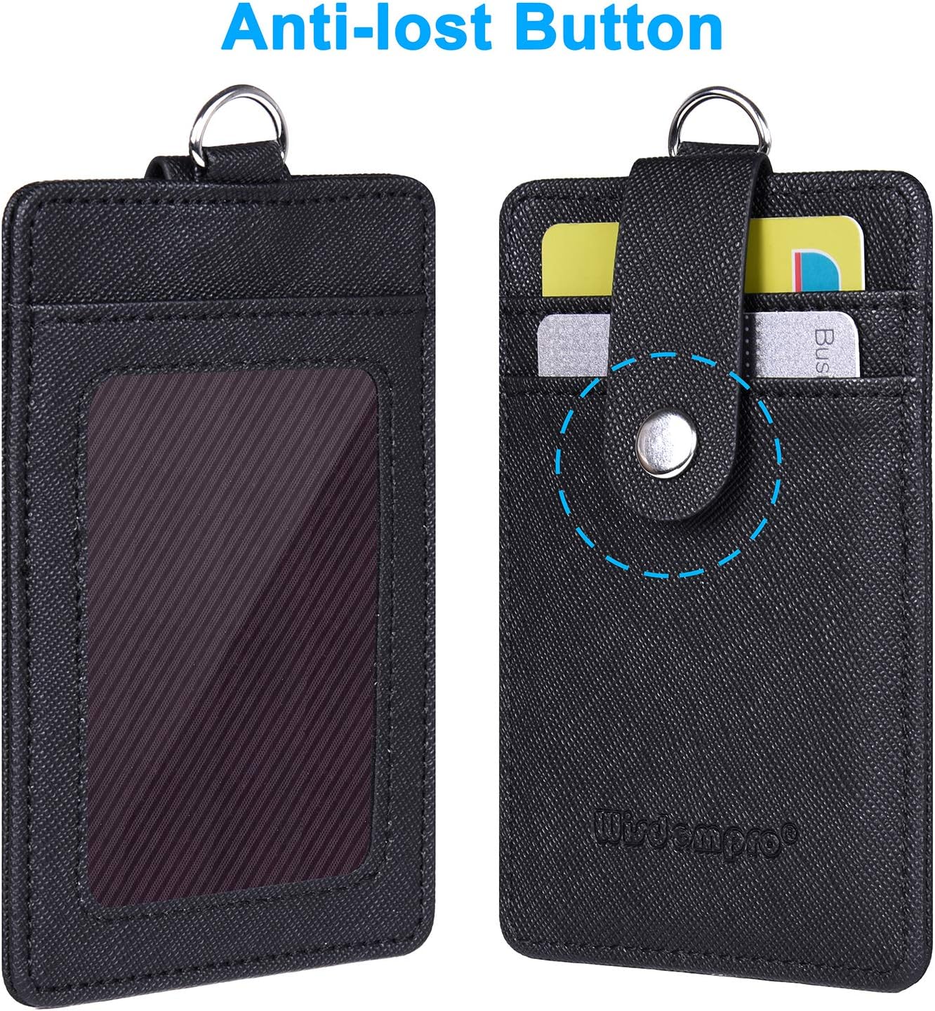 Wisdompro Badge Holder, 2-Sided PU Leather ID Badge Card Holder with 1 Clear ID Window and 2 Card Slots - Image 3