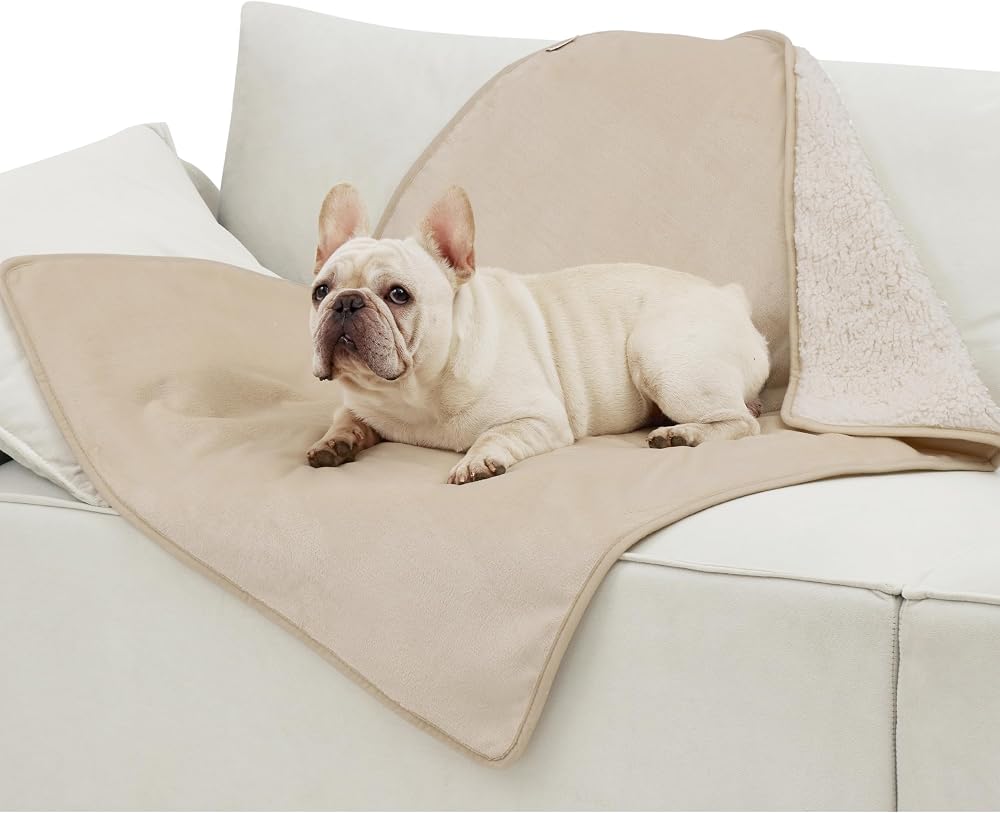 LE SURE Waterproof Dog Blanket 100x80cm Fleece Pet Blanket Cream