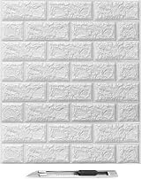 Art3d 10 Sheets 3D White Brick Wallpaper Peel and Stick 14.5 Sq Ft Faux Panel