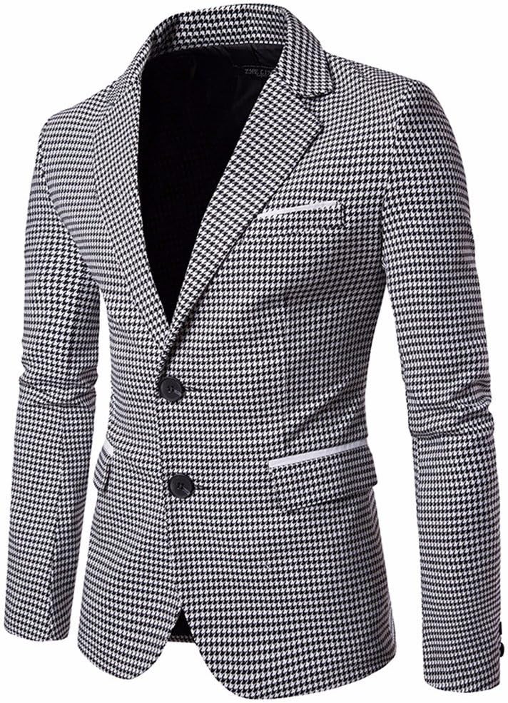 Blazer for Men Plaid One Button Suit Long Sleeve Turn Down Collar Casual Simple Sport Jacket Tops