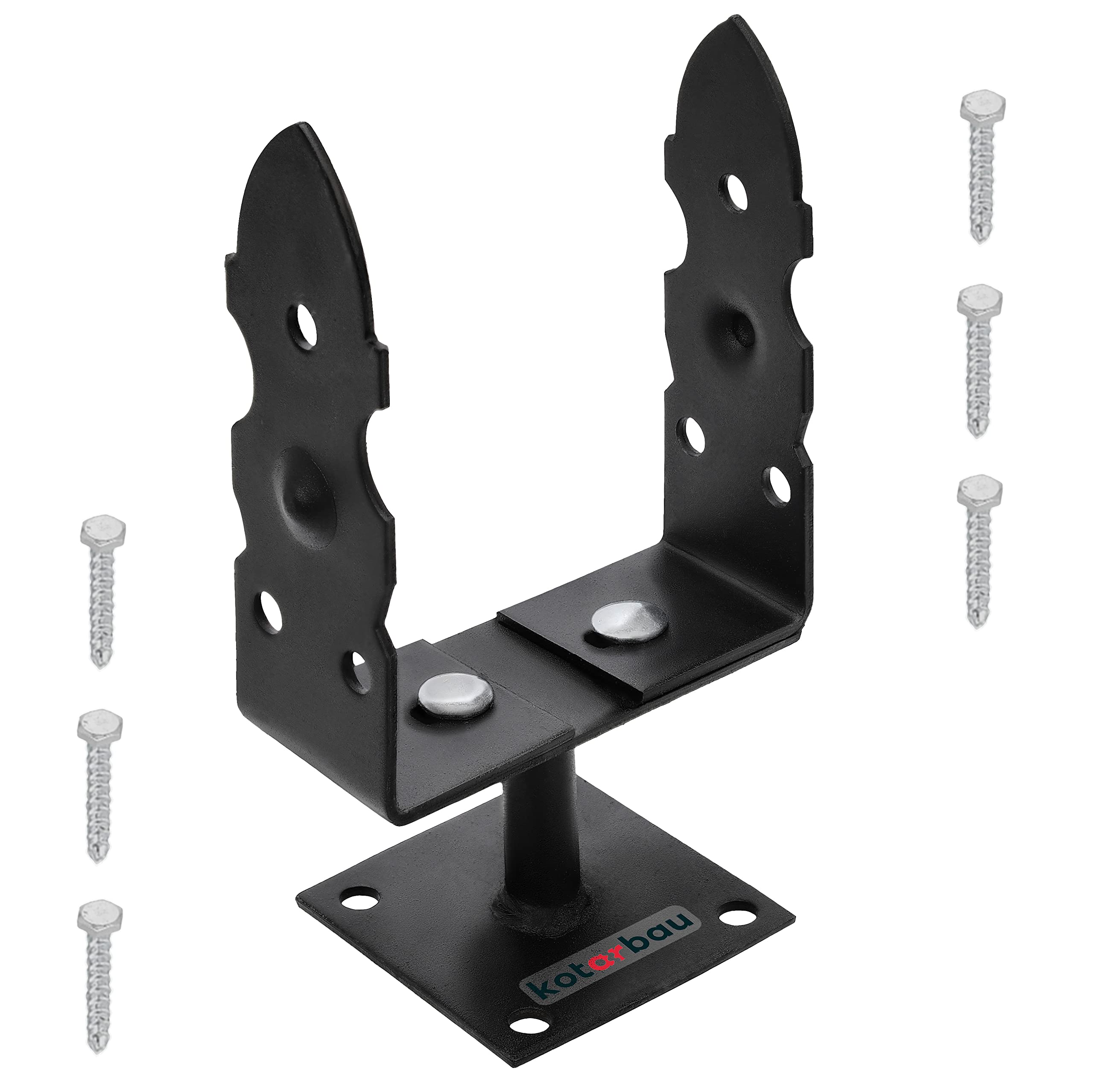 KOTARBAU® U Post Holder Screw-On 120-200 mm Post Holder for Wooden Posts Ground Sleeve Post Carrier Support Foot Post Support Height Adjustable Floor Base Plate Powder Decorative