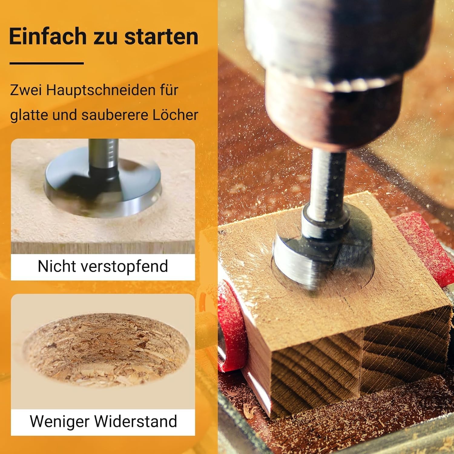 TOOLMAYS Forstnerbohrer Set 5tlg. Astlochbohrer für Holz Ø 20/35/40/45/50 mm, Länge 90 mm Holzbohrer set 2