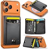 Strapurs Strong Magnetic Wallet Card Holder Compatible with MagSafe Phones and Cases, Slim PU Leather Phone Wallet with 6 Card Slots RFID Blocking for iPhone 16/15/14/13/12 Series – Black