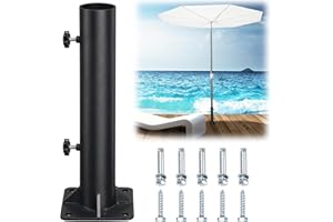 POPOHOSER Patio Umbrella Base, Heavy Duty Deck Umbrella Mount, Outdoor Umbrella Flag Pole Holder Stand Base for 1"-1.8" Pole, Umbrella Base for Pool, Entryway, Patio Table, Balcony, Decks, Docks, Backyard 1PC