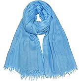 Gragengs Women Summer Scarfs Lightweight Large Long Gauze Shawl Linen Beach Wrap Plain 75”×43”