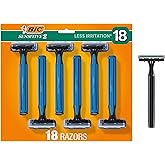 BIC Sensitive 2 Mens Disposable 2-Blade Razors, 18-Pack for Daily Grooming | 18 Disposable Razors Designed for Sensitive Skin | Aloe and Vitamin E Moisture Strip | Pivoting Head for Comfortable Shaving