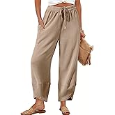 Bsubseach Wide Leg Pants Woman Elastic Waist Drawstring Palazzo Harem Pants Sweatpants with Pockets