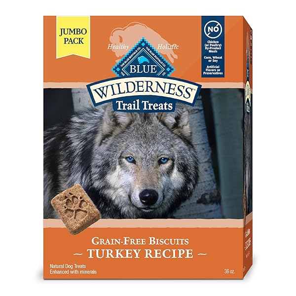 BLUE BUFFALO WILDERNESS TRAIL TREATS CRUNCHY DOG BISCUITS GRAIN-FREE AND HIGH-PROTEIN DOG TREATS, TURKEY RECIPE 36-OZ BOX