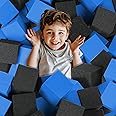 TAYUQEE Foam Pit Blocks, 24 PCS 5" x 5" x 5" Foam Pit Cubes Gymnastics Foam Blocks Trampoline Blocks, Foam Padding for Freerunning, Parkour Courses, Skateboard Parks, BMX - Black & Dark Blue