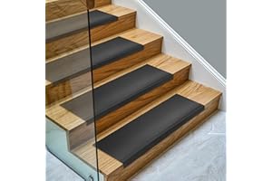 Ottomanson All-Weather Bullnose Rubber Stair Treads – Non-Slip Step Mats for Wooden, Concrete, or Outdoor Stairs, Easy Maintenance, Tool-Free Placement, Pack of 5, 10" x 30", Black Grip Dots