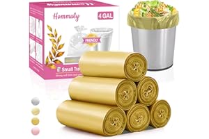 HOMMALY 4 Gallon 180pcs Small Gold Trash Bags Strong Golden Garbage Bags, Bathroom Trash Can Bin Liners, Gold Plastic Bags for Home Office, Waste Basket Liner, Fit 12-15 Liter, 3.5,4,4.5 Gal（Golden 180）