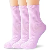 ViViKi Women Combed Cotton Socks, Super Soft Double Needle Ankle Socks 3 Pairs