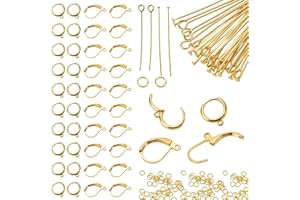 NICENEEDED 180Pcs Stainless Steel Hook Earring Making Kit, Leverback French Earring Hooks with Loop Head Eye Pins Jump Rings,