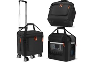 UNDOMIP Carrying Bag Compatible with Anker SOLIX C1000/C800/C800 Plus, Power Station Storage Case with Waterproof Bottom and Side Zipper for Shoulder Strap & Handle (BLACK, with Retractable Handle)