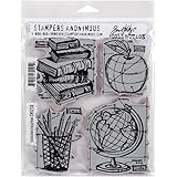 Stampers Anonymous Tim Holtz Cling Rubber Schoolhouse Blueprint Stamp Set, 7 x 8.5