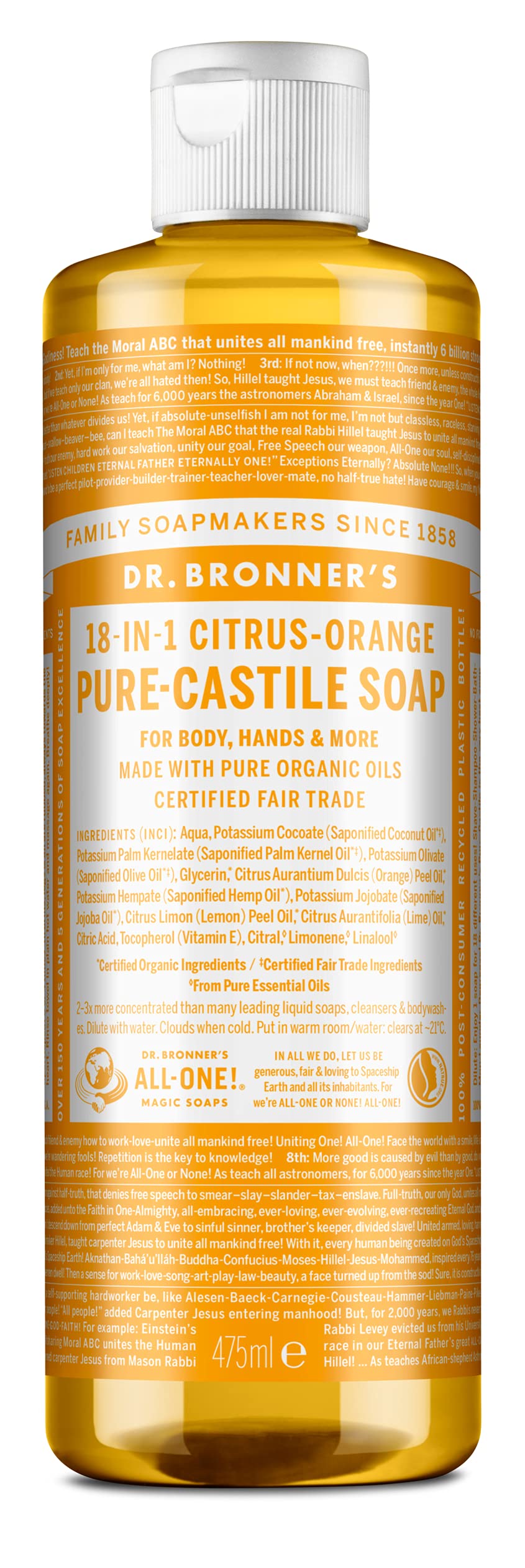 Dr. Bronner's Liquid Soap, Lemon/Orange - 475 ml