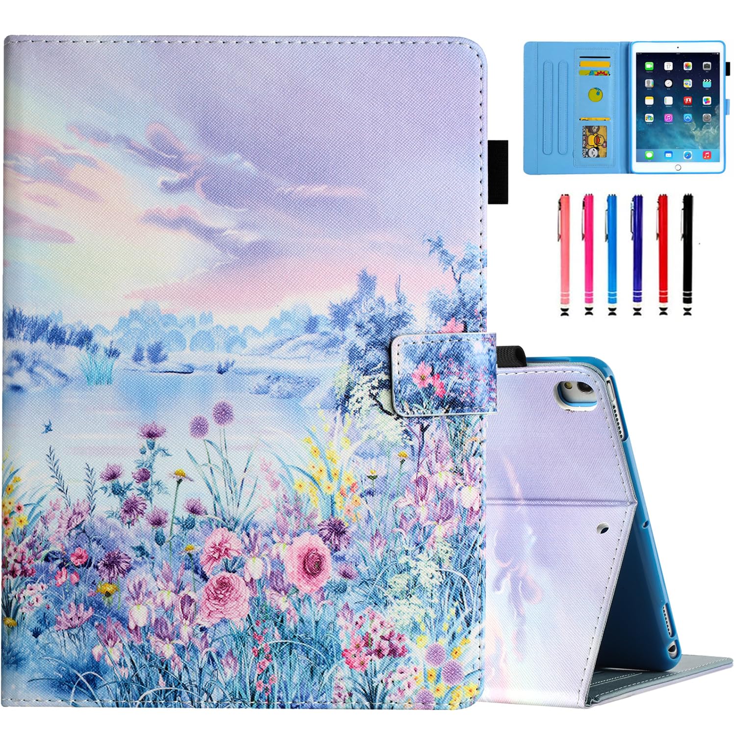 MOKASE Case for 10.2 inch iPad 9th Generation 2021 / iPad 8th Generation 2020 / iPad 7th Generation 2019, PU Leather Stand Cover with Auto Wake/Sleep & Pen Holder for iPad 10.2 inch, Purple Scenery