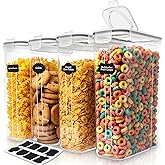 Utopia Kitchen Cereal Containers Storage Set โ 4 Pack 4L(135.2 oz) Airtight Food Storage Containers with Lids, BPA-Free Cereal Dispensers for Pantry Organization and Storage (Clear)