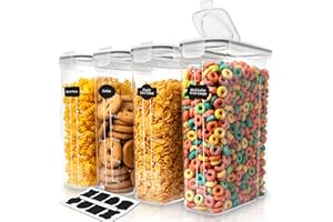 KICHLY Pack of 4 Cereal Containers Storage - Cereal Dispenser & Food Storage Containers for Pantry Organization and Storage -