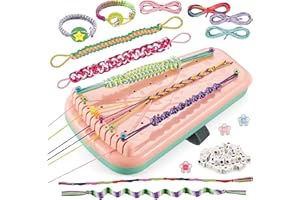 Chilpals Friendship Bracelet Making Kit for Girls,Arts and Crafts for Kids Ages 8-12,Birthday Gifts Ideas for Girl 7 8 9 10 11 Year Old - 2 in 1 Bracelets String Maker Toys Set (Pink)