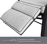Grand patio Recliner Sun Lounger with Flip Table Beige Cushions Brown Wicker view 7
