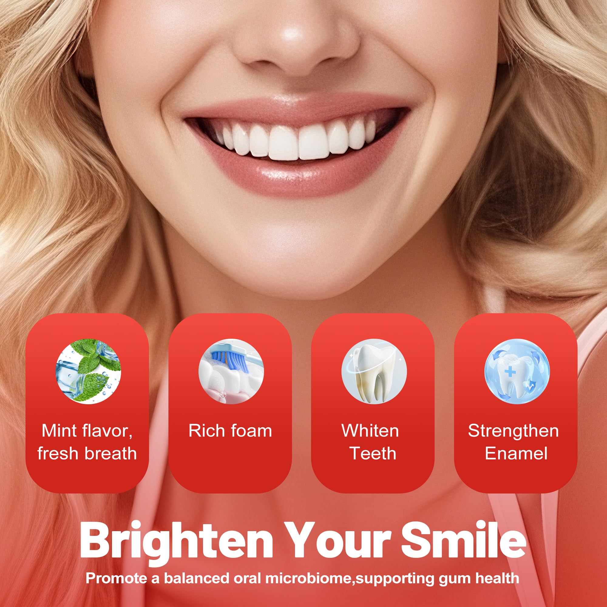 SP-6 Probiotic Whitening Zahnpasta für Zahnaufhellung und frischen Atem, 6 Probiotika-Formel für gesundes Zahnfleisch, fluoridfrei, minzig-frischer Geschmack, 145 ml (2 Packung) (2) 2