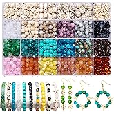 746PCS DIY Beading Kit for Jewelry Making, 8MM Two-Tone Acrylic Ocean Bohemian Style Faux Turquoise Bead White Crack Bead for Summer Beach Necklace Earring Bracelet Craft DIY Accessory (24 Colors)