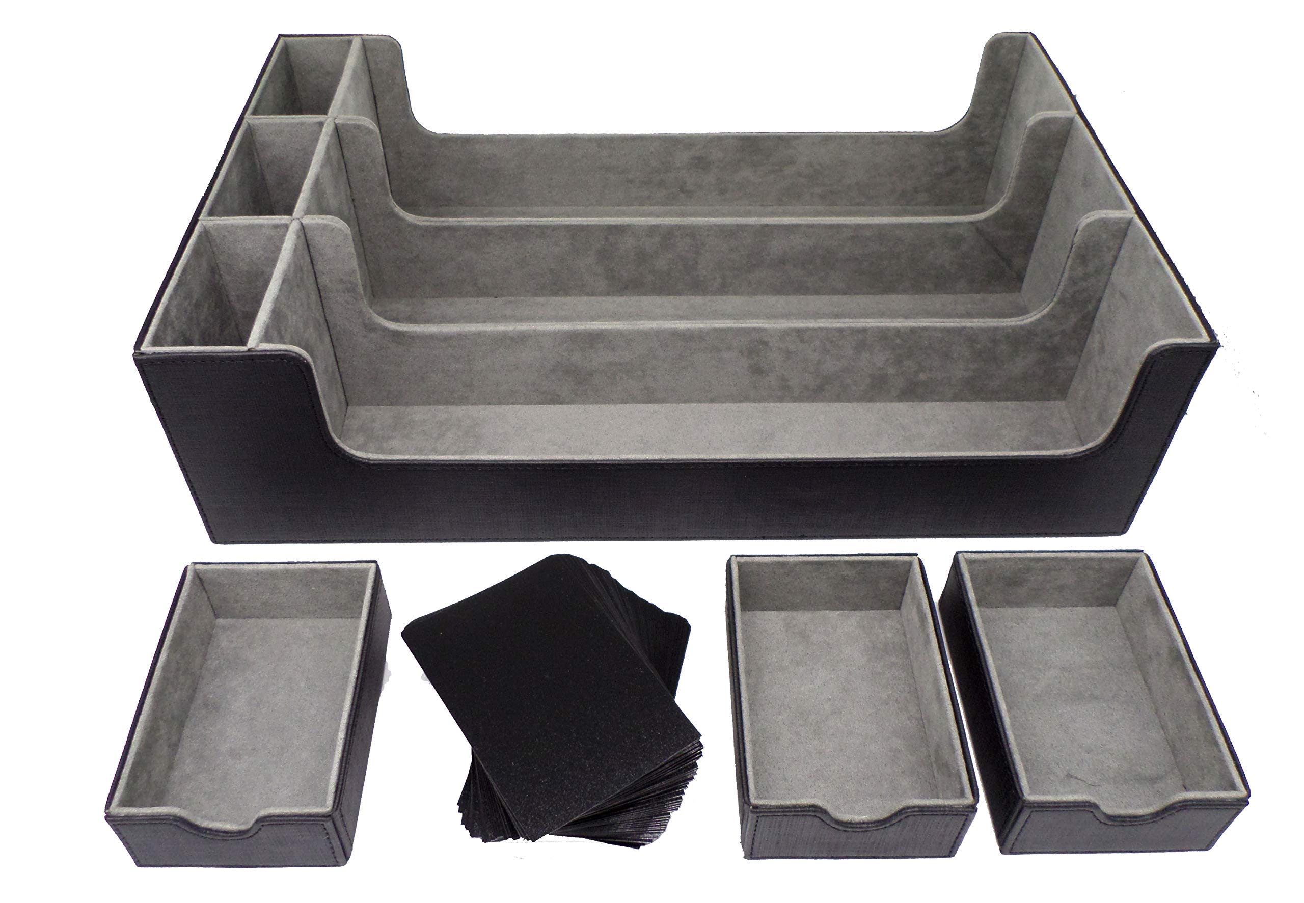 docsmagic.de Premium 3-Row Trading Card Storage Box Black + Trays & Divider - MTG PKM YGO
