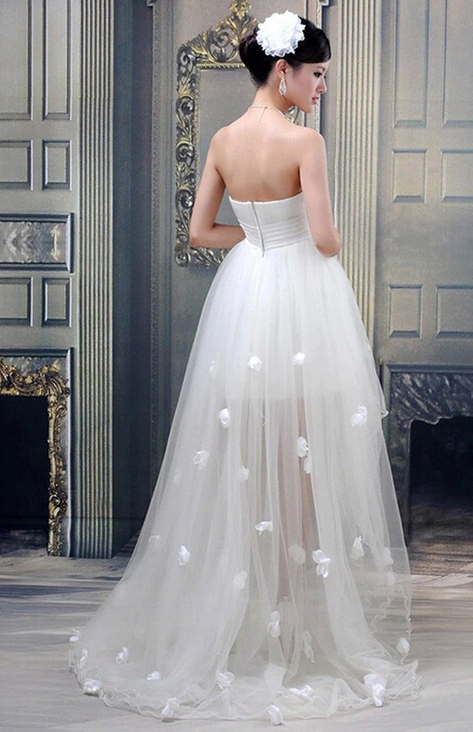 Amazon ウェディングドレス ドレス ａライン プリンセス スレンダー エンパイア 結婚式 演奏会 二次会 ウエディングドレス ブライダルhs1250 Lサイズ イブニングドレス 通販