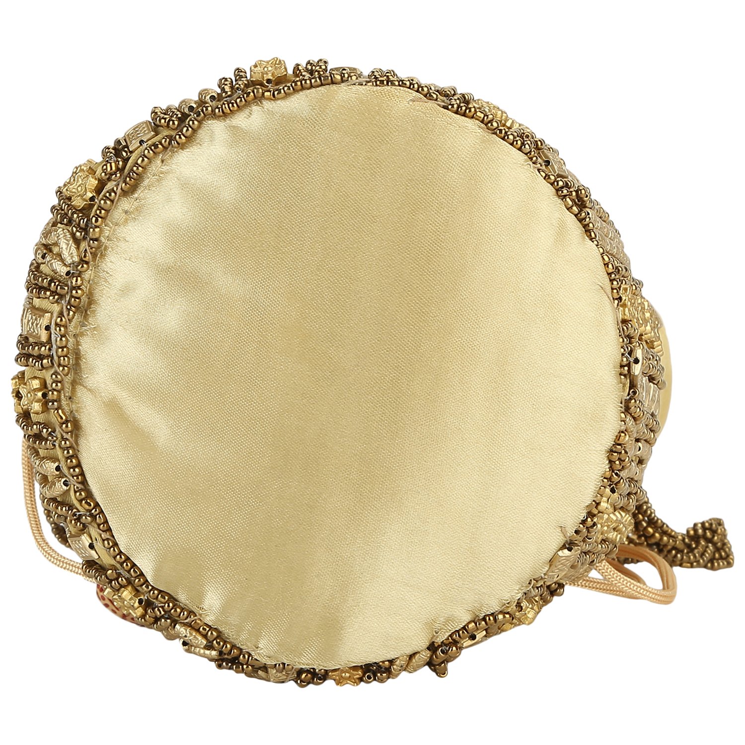 bling it on traditional satin women's potli bag (gold)
