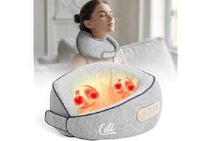 CILI Cordless Neck Massager Pillow with Heat,Shiatsu Neck Massager with 3 Adjustable Intensity,Heated Massage Pillow for Trav