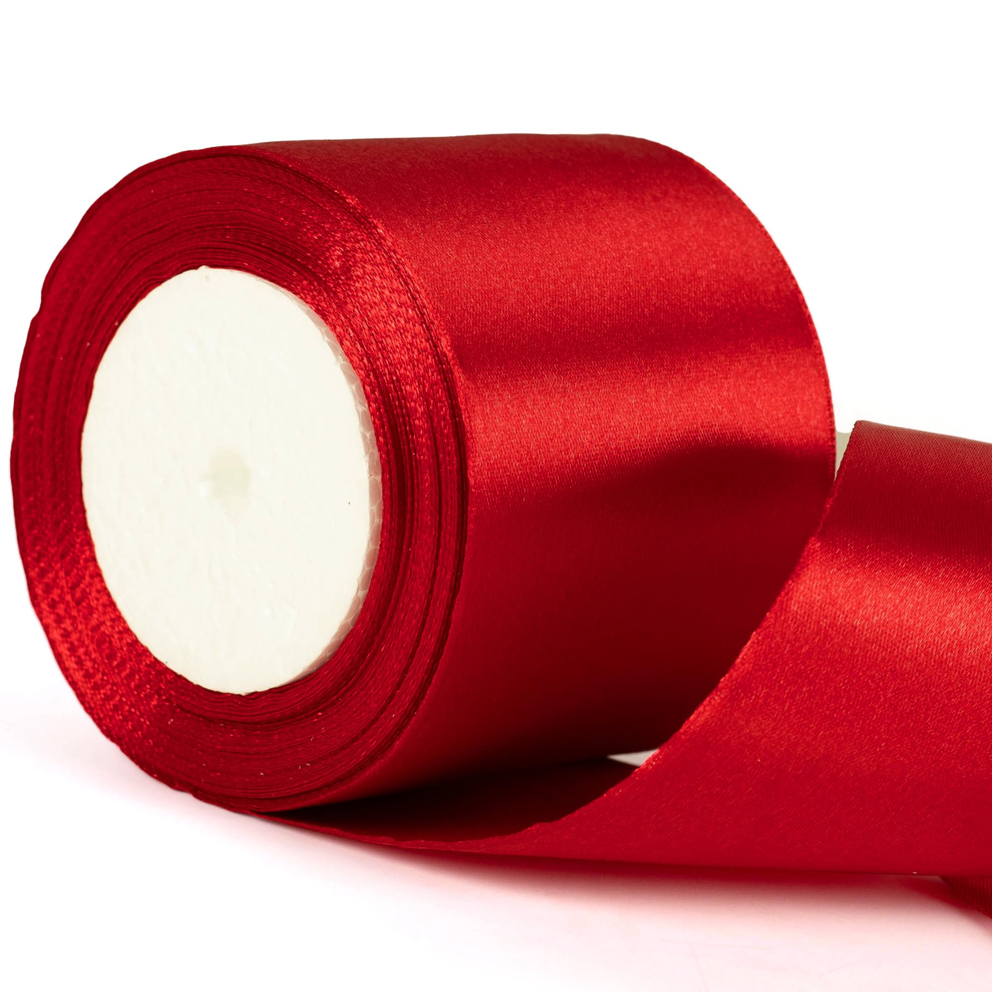 75mm Wide Burgundy Red Thick Ribbon for Gift Wrapping 22m, Thick Burgundy Christmas Ribbons Fabric Satin Ribbon for Present Wrapping Christmas Florist Bouquet Cake Hair Bow Crafting Wedding Decor