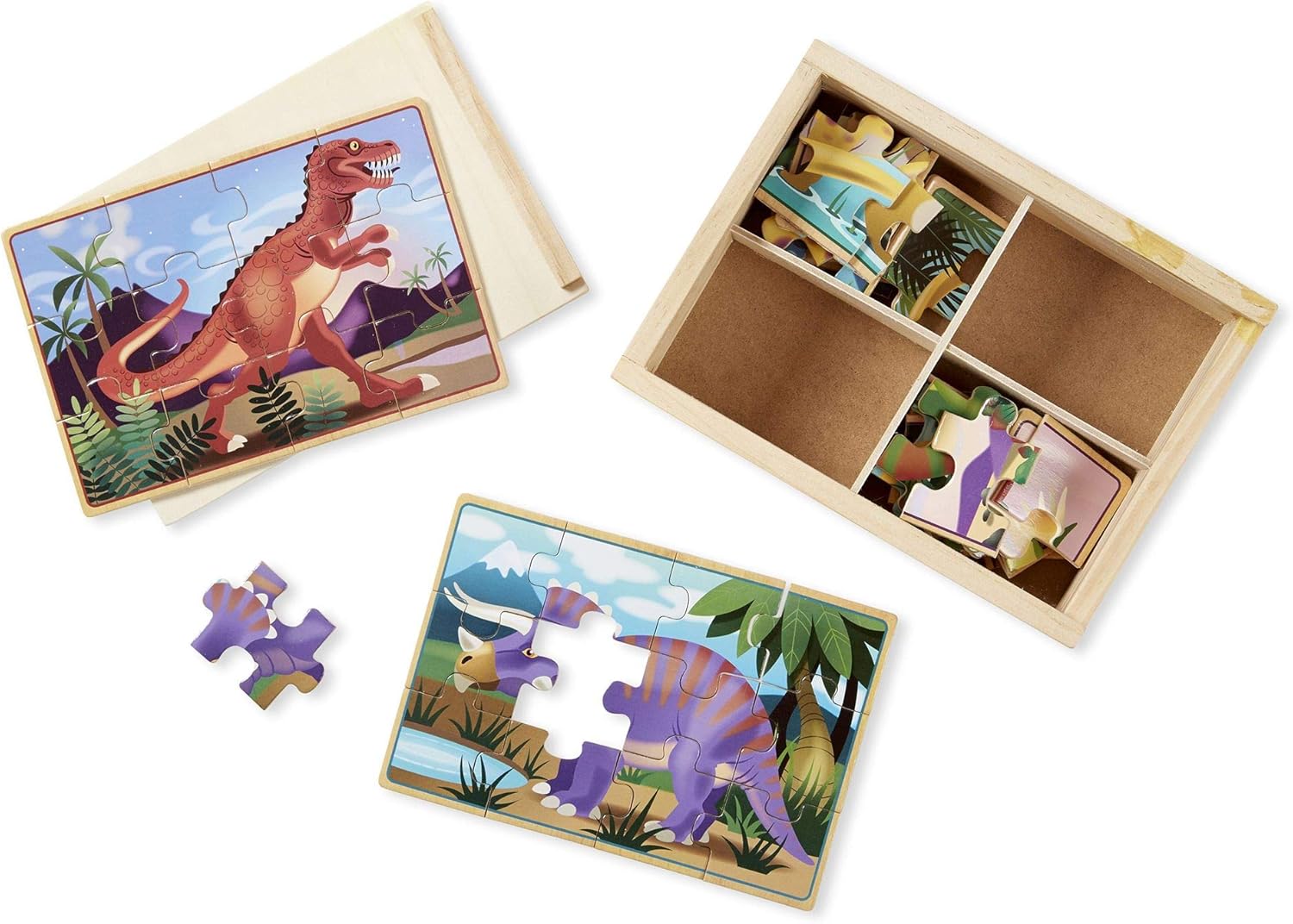 Melissa & Doug Wooden Jigsaw Puzzles in a Box - Dinosaur: Melissa & Doug: Toys & Games