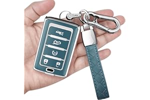 Sindeda for Jeep Key Fob Cover with Keychain Soft Full Protection Key Shell Compatible with Grand Cherokee L Grand Wagoneer 2021-2025 Smart Key 5 Buttons-B(Storm Blue)